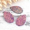P722 - 10 pcs Purple Pink Multicolor Faux Leather Dangle Charms Pendants - Teardrop - 55mm (2.17") - Great for Light Earrings, Necklaces or Dangles