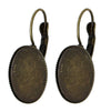 E288A - 10 pcs. Antique Bronze Oval Earring Clips Settings Lever Back Posts Bezels Cabochons - 18x13mm Glue Pad Setting - Made of Copper! 30x13mm