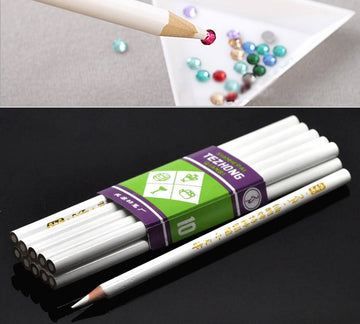 T026 - 10 pcs White Rhinestone Pick Up Pencil Tool - 17.5cm (6.89") - Great for Embellishments, Rhinestones, Scrapbooking, Nail Art!
