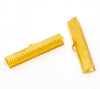BA044 - 100 pcs. Gold Plated Textured Ribbon Crimp End Caps - 30mm x 7.5mm