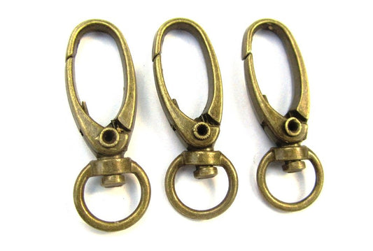 CL099A - LARGE - 10 pcs. Antique Bronze Lobster Swivel Clasps for Key Ring - 44mm x 14mm - Claw Clasps