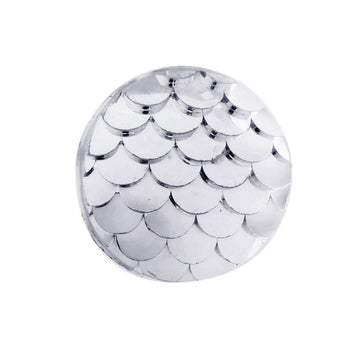 CA342 - 10 pcs Mermaid Fish Scales Resin Carved Embellishment Cabochons Silver - 12mm (1/2 in)