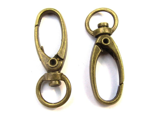 CL099A - LARGE - 10 pcs. Antique Bronze Lobster Swivel Clasps for Key Ring - 44mm x 14mm - Claw Clasps