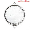 P723 - 10 pcs. Antique Silver Pendant Connectors Circle Posts Settings Bezels Cabochons- 25mm Glue Pad Setting (1 inch)