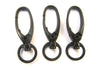 CL122E - LARGE - 100 pcs. Black Plated Lobster Swivel Clasps for Key Ring - 41 x 14mm (1 5/8 inch) - Claw Clasps