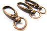 CL064 - LARGE - 10 pcs. Antique Copper Tone Lobster Swivel Clasps for Key Ring - 41 x 14mm - Claw Clasps