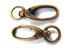 CL064 - LARGE - 10 pcs. Antique Copper Tone Lobster Swivel Clasps for Key Ring - 41 x 14mm - Claw Clasps
