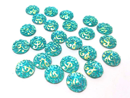 CA268 - 10 pcs Assortment of Druzy Resin Embellishment Cabochons Multicolor - 12mm - Dome Circle - Textured Music Symbol Design - Treble Clef