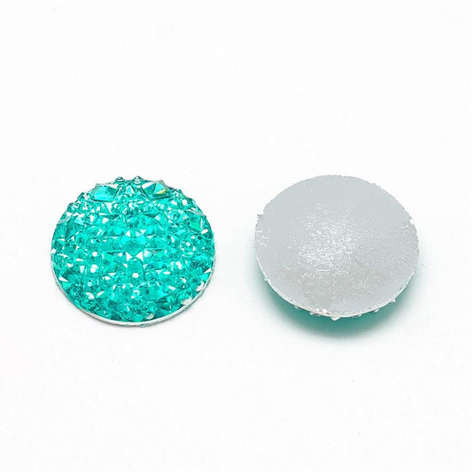 CA068 - 10 pcs Druzy Resin Embellishment Cabochons Blue Ice Mint - 12mm - Shimmer Style