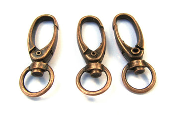 CL064 - LARGE - 10 pcs. Antique Copper Tone Lobster Swivel Clasps for Key Ring - 41 x 14mm - Claw Clasps