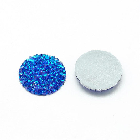 CA069 - 10 pcs Druzy Resin Embellishment Cabochons Blue - 10mm - Shimmer Style