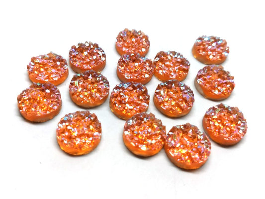CA269 - 10 pcs Druzy Resin Embellishment Cabochons Orange Multicolor - 12mm
