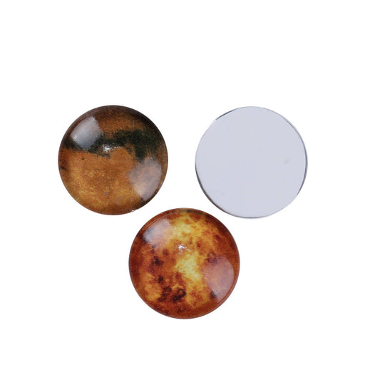 CA345 - 10 pcs Circle Planets Solar System Universe Glass Round Dome Seals Tiles Cabochons - 10mm (3/8 in)