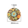 P1119 - 10 pcs. Gold Plated Multicolor Enamel Circle Metal Dangle Charms Pendants - Blue Flower - 20mm - 0.8" - Great for Earrings or Dangles!