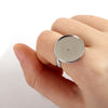 RB030 - 5 pcs. 304 Stainless Steel Cabochon Setting Bezel RING bases - Ring Size 7 US - Glue Pad 18mm - Tarnish Resistant!