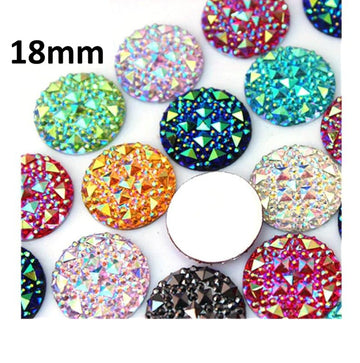 RC0088 - 10 pcs Druzy Resin Embellishment Cabochons - Multicolor Assortment - 18mm - Shimmer Style