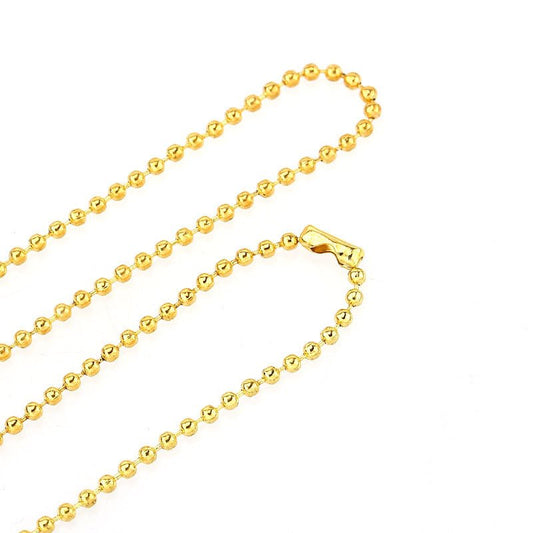 N080 - 12 pcs. Gold Plated Ball Chain Necklaces - 80cm (31.5") - 2mm Ball Size