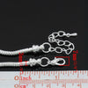 B049A - 2 pcs. Silver Plated European Snake Chain Bracelets with Chain Extenders - Lobster Clasps - Screw Cap - 18cm (7.09") - Claw Clasps
