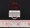 BA011A - 40 pcs. Silver Plated Textured Ribbon Crimp End Caps - 10mm x 8mm - Perfect for 3/8" (10mm) Ribbons and Cords!
