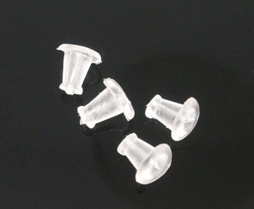E007A - 100 pcs (50 Pairs) Clear Rubber Earring Back Stoppers - 5mm x 5mm - Triangle