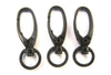 CL122C - LARGE - 10 pcs. Black Plated Lobster Swivel Clasps for Key Ring - 41 x 14mm (1 5/8 inch) - Oval Claw Clasps