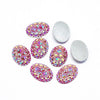 CA071 - 10 pcs Drusy Druzy Resin Embellishment Oval Cabochons - Pink Red Multicolor - 18x13mm - 18mm x 13mm - 13x18mm - Shimmer Style