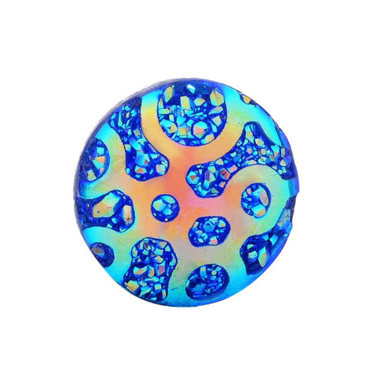 CA072 - 10 pcs Resin Embellishment Druzy Cabochons Blue Green Swirl Multicolor - 12mm