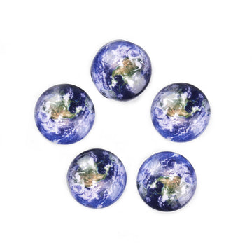 CA347 - 10 pcs Circle Planet Earth World Solar System Universe Glass Round Dome Seals Tiles Cabochons - 10mm
