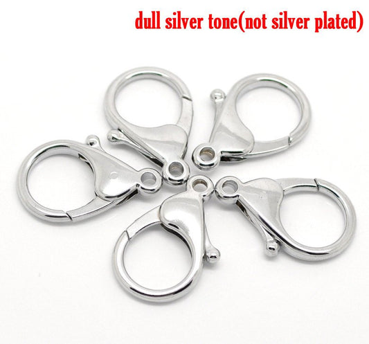 CL078A - 100 pcs. Silver Tone Lobster Clasps - 35mm X 25mm (1.38 inch) - Claw Clasps