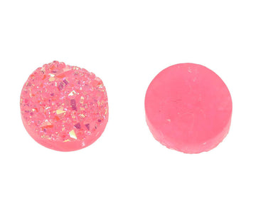 CA073 - 10 pcs Druzy Resin Embellishment Cabochons Light Pink - 12mm Diameter - Circle