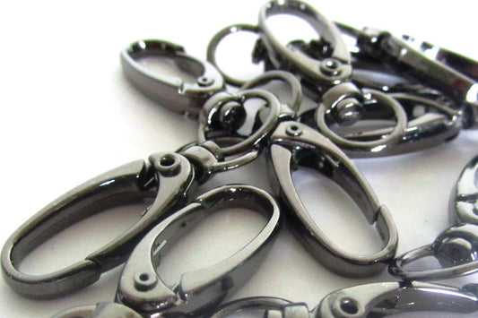 CL067A - 10 pcs. Gunmetal Lobster Swivel Clasps for Key Ring - 41 x 14mm - Claw Clasps