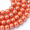 BD041 - 10mm Orange Fire Glass Pearl Imitation Round Beads - 16 inch strand - Approx. 42 beads per strand - Hole Size: 1.5mm