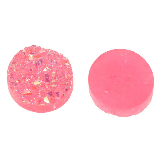 CA073 - 10 pcs Druzy Resin Embellishment Cabochons Light Pink - 12mm Diameter - Circle