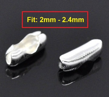 CL069 - 500 pcs. Silver Plated Ball Chain Connectors - Fit 2mm to 2.4mm Ball Chains - 8mm x 3mm
