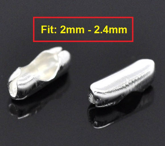CL069 - 500 pcs. Silver Plated Ball Chain Connectors - Fit 2mm to 2.4mm Ball Chains - 8mm x 3mm