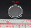 CA348 - 10 pcs. Circle Clear Round Glass Dome Seals Tiles - 25mm (1 in) - 4.8mm Thick - Flat Top