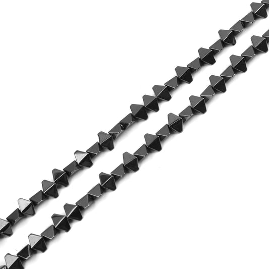 BD542 - 72 pcs. - 8mm Black Hematite Bicone Beads - 15 inch strand - Hole: 1mm - 8mm x 6mm