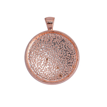 P1094 - 5 pcs. Rose Gold Plated Pendant Trays Circle Posts Settings Bezels Cabochons - 30mm Glue Pad Setting - Style B