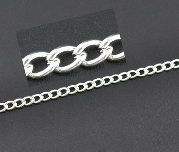 N023 - 10M (32.8 Ft) - Silver Plated Open Link Chain - 5mm x 3.3mm