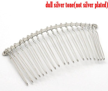 H054 - 10 pcs. - Silver Tone Hair Combs - 78mm x 38mm (3" x 1.5")
