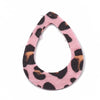 P709 - 10 pcs. Leopard Faux Fur Leather Dangle Charms Pendants - Teardrop Hoop - Pink- 59mm (2.32") - Great for Earrings or Dangles! Double-Sided