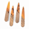 MP0037 - 4 pcs. Yellow Orange and Brown - Resin and Wood Teardrop Flat Pendant - 44mm x 8mm - (1.73" x 0.32") - Great for Earrings and Necklaces!