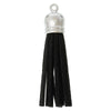 MP0058 - 10 pcs. Assortment of Faux Suede Tassel Dangle Charms Pendants - Silver Tone - 5.8cm (2.3") x 1.2cm (1/2") - Great for Dangles