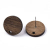 E815B - 100 pcs. 304 Stainless Steel Earring Posts Studs Settings Cabochons Tacks - 15mm Diameter - Wood - Brown - Thin Frame