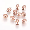 BD389 - 5 pcs. - Stainless Steel Rose Gold Plated Oval Barrel Spacer Beads - 7mm x 6mm - Hole Size: 3mm - Tarnish Resistant