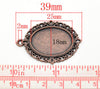 P129 - 10 pcs. Antique Copper Oval Pendant Picture Photo Frame Bezel Setting Pendants Charms - 25mm x 18mm Glue Pad for Cabochons - 25x18mm
