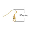 E433 - 200 pcs Gold Plated Earring Hooks with Spring and Ball - 18mm x 19mm - Fish Hooks - Parallel Loop