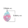 P896 - 10 pcs Multicolor Mermaid Scales Faux Leather Dangle Pendants - Sparkle - Teardrop - 55mm (2.2") - Double Sided