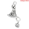 P180 - 20 pcs. Antique Silver Wizard Witch Hat Pumpkin Halloween Dangle Charms Pendants - 26mm x 14mm
