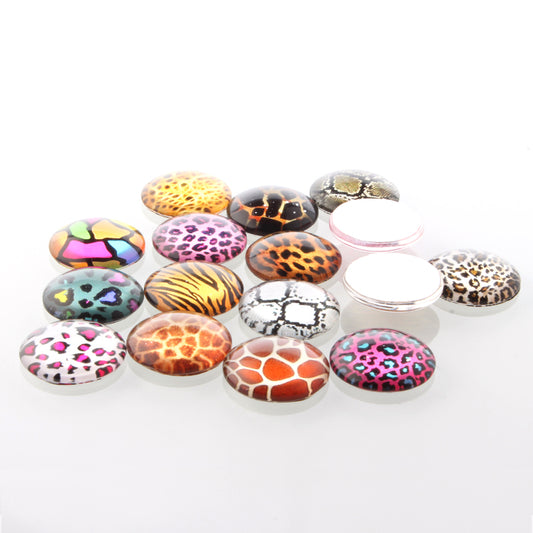 CA387 - 10 pcs Assortment of Circle Animal Pattern Glass Round Dome Seals Tiles Cabochons - 10mm - Set 1